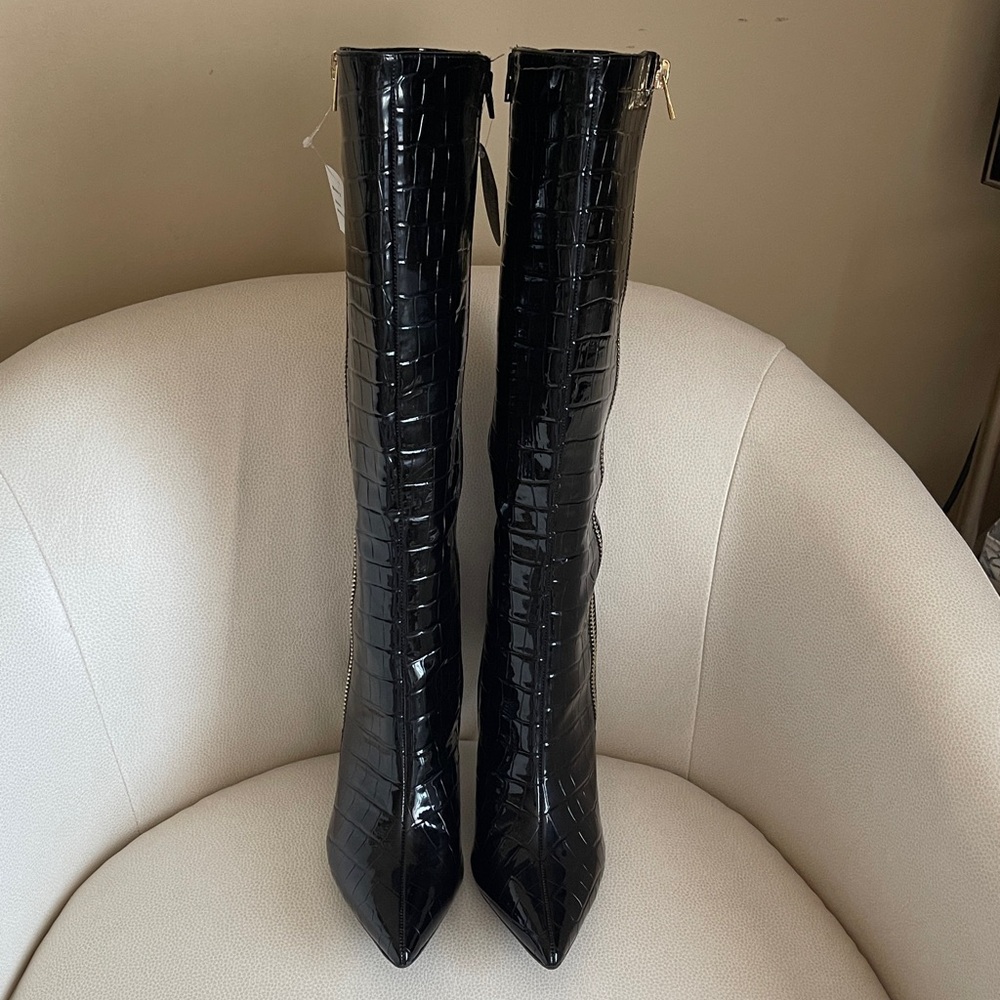 NEW N.C.l Concepts 
Sabrinaa Zip Croc-Embossed KneeHigh Boots - Picture 3 of 14